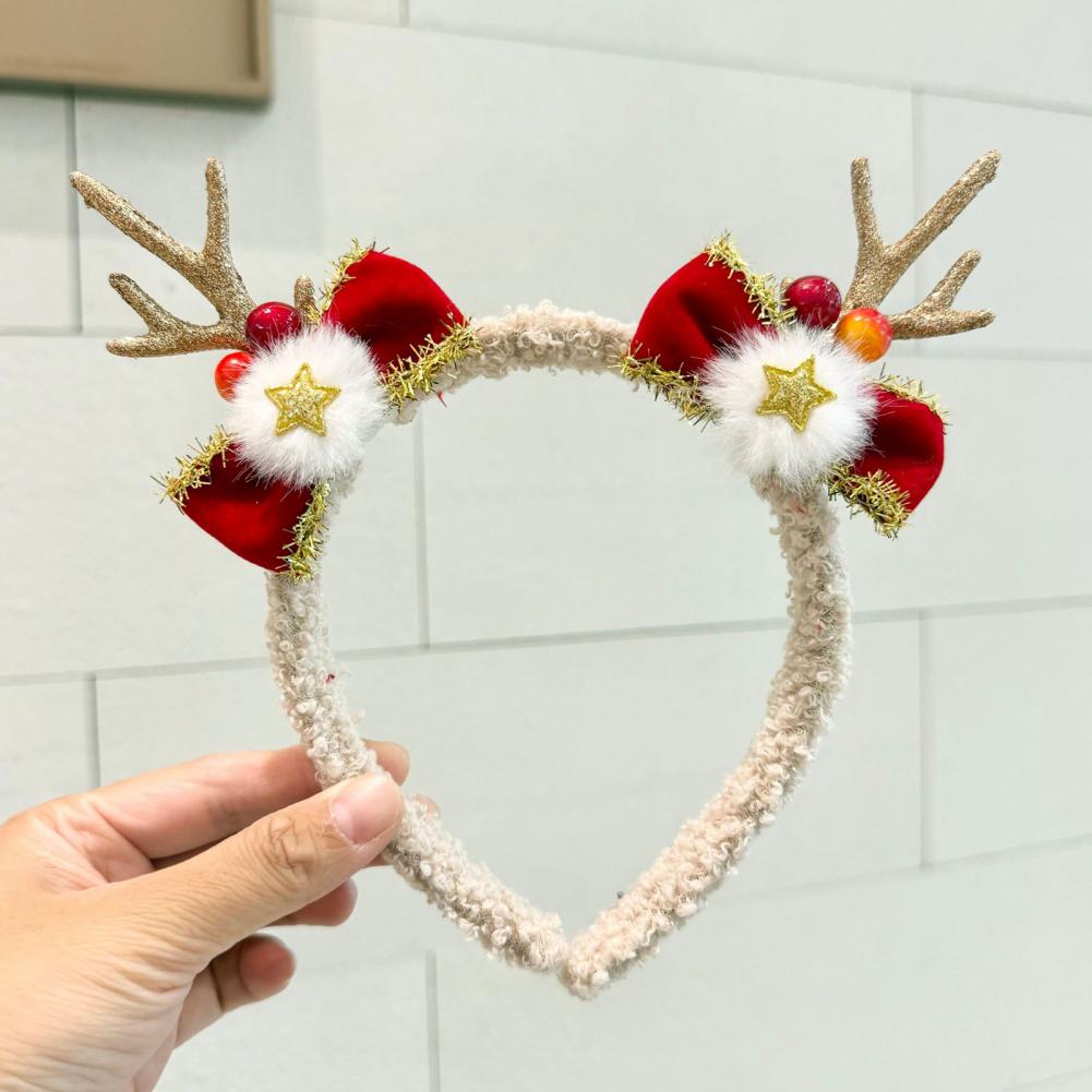 Reindeer Antlers Headband - Christmas Headband Women Elk Hair Hoop