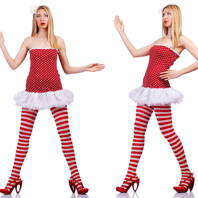 Women Christmas Striped Tights - Christmas Stocking Hanging ulasan dan harga