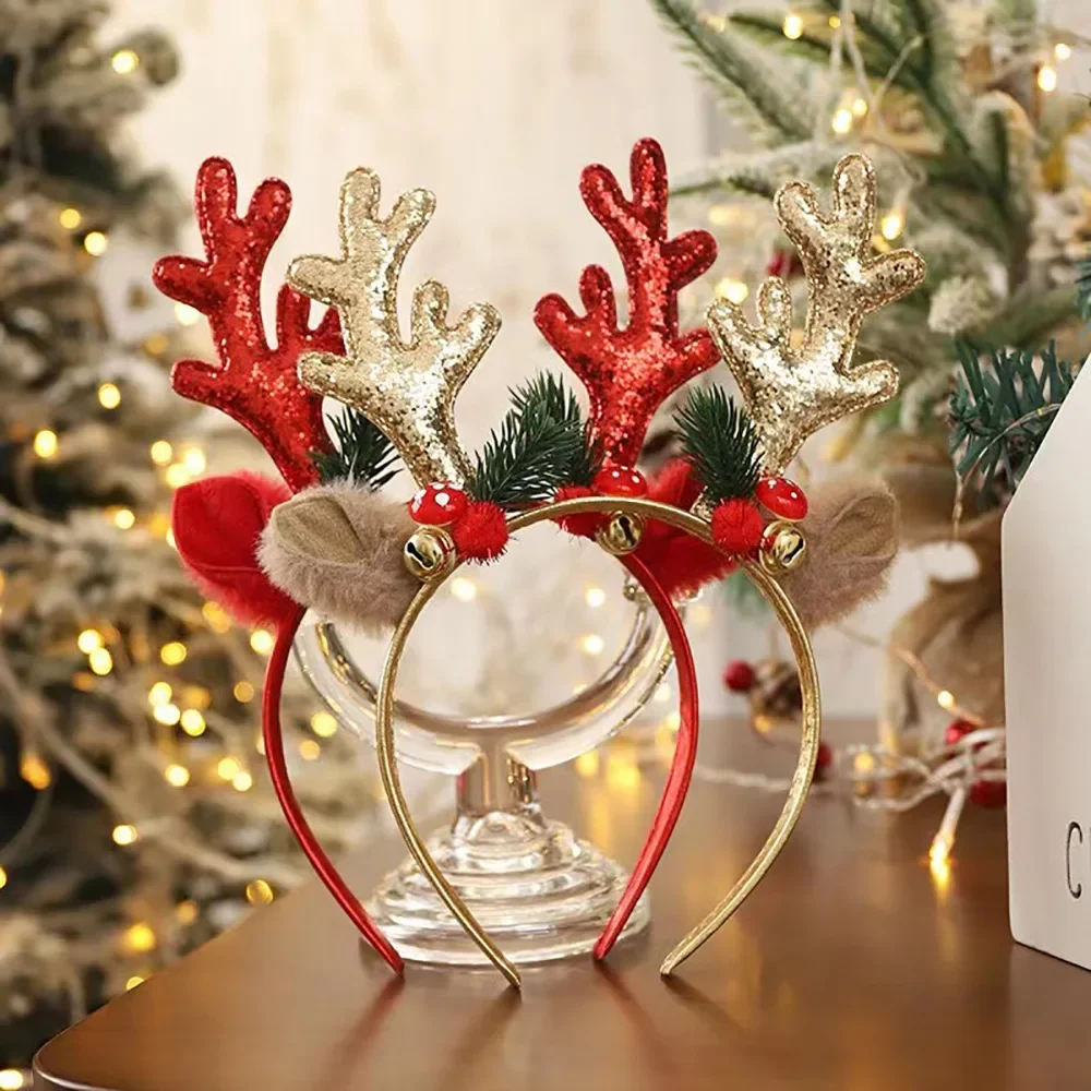 Christmas Glitter Deer Antlers - Reindeer Antlers Headband ulasan dan harga
