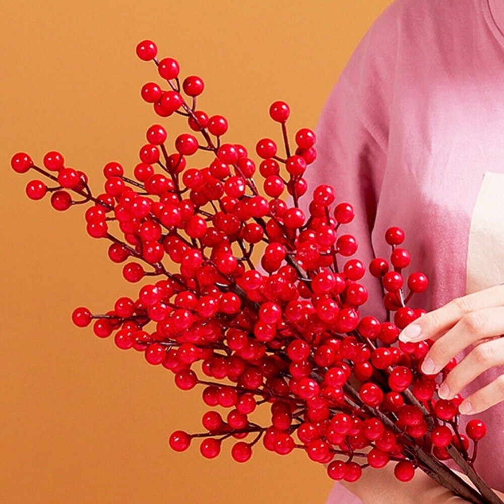 Artificial Vivid Red Berry Ste - Christmas Wreath Fake ulasan dan harga