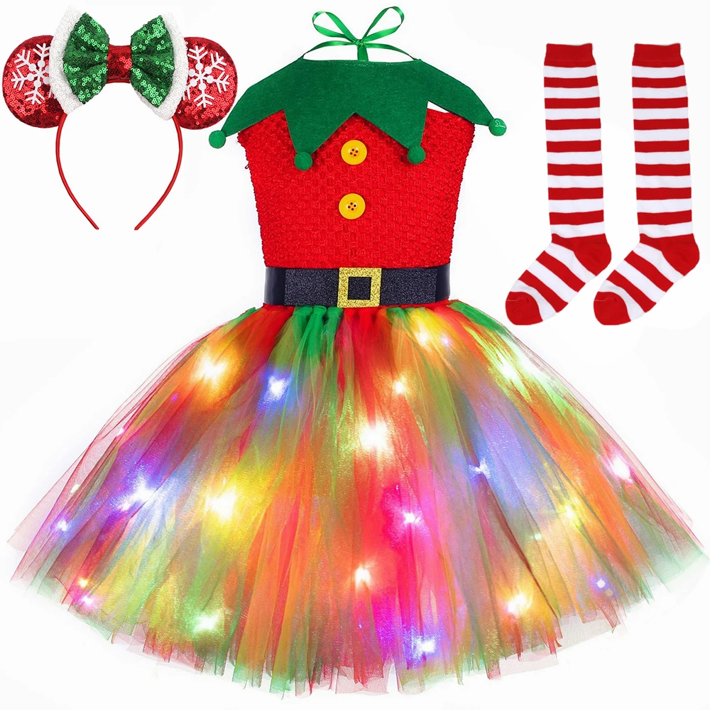 Christmas Tutu Dress Red Green - Elf Costume Christmas ulasan dan harga