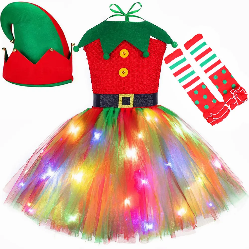 Christmas Tutu Dress Red Green - Elf Costume Christmas ulasan dan harga
