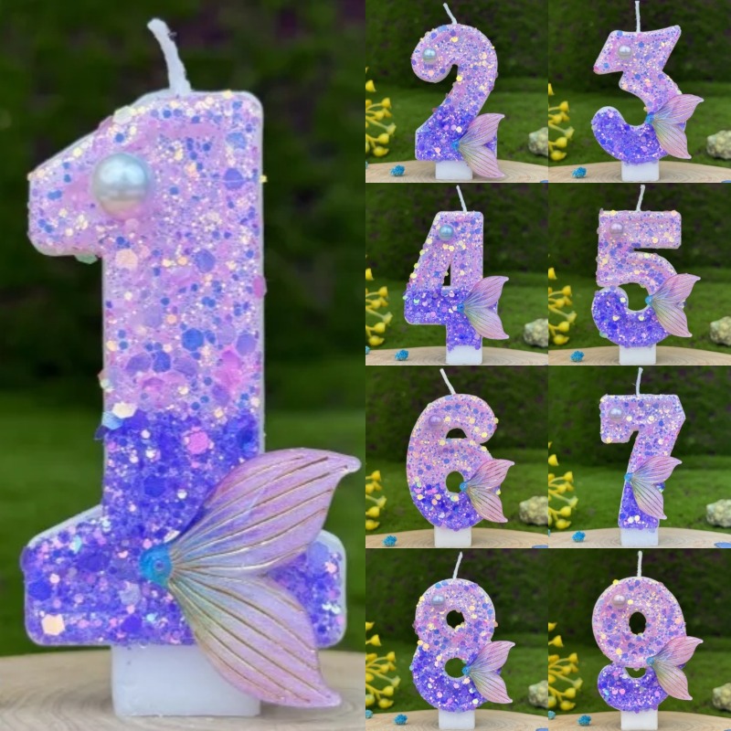 Glitter Purple Gradient Mermai - Holiday Candle Set ulasan dan harga