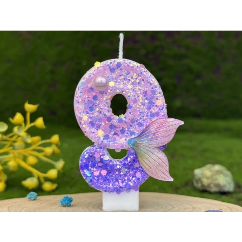 Glitter Purple Gradient Mermai - Holiday Candle Set ulasan dan harga