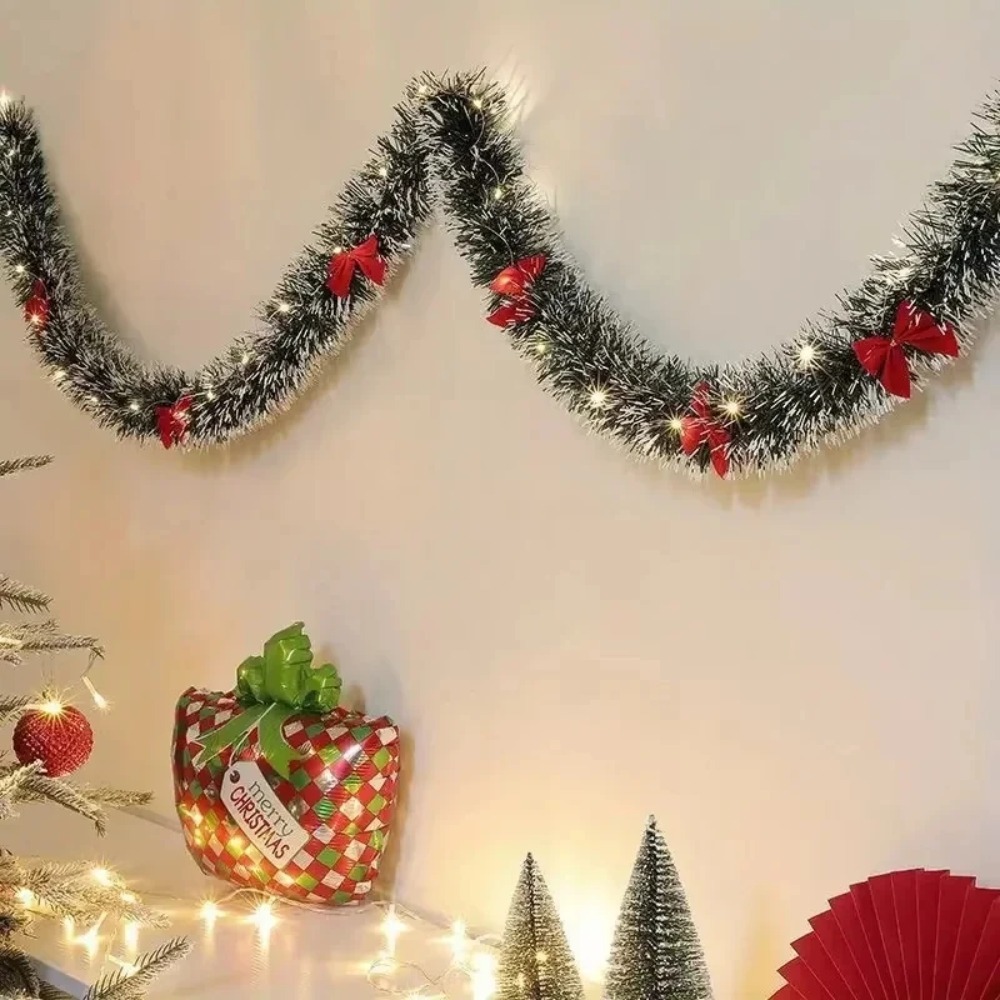 Christmas Tinsel Garland Artif - Led Fairy String Lights ulasan dan harga