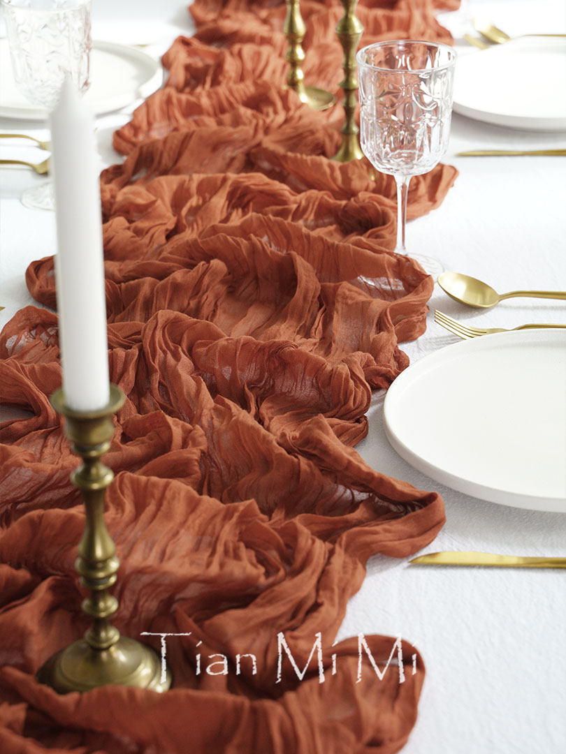 Semi-Sheer Gauze Table Runner  - Christmas Table Runner ulasan dan harga