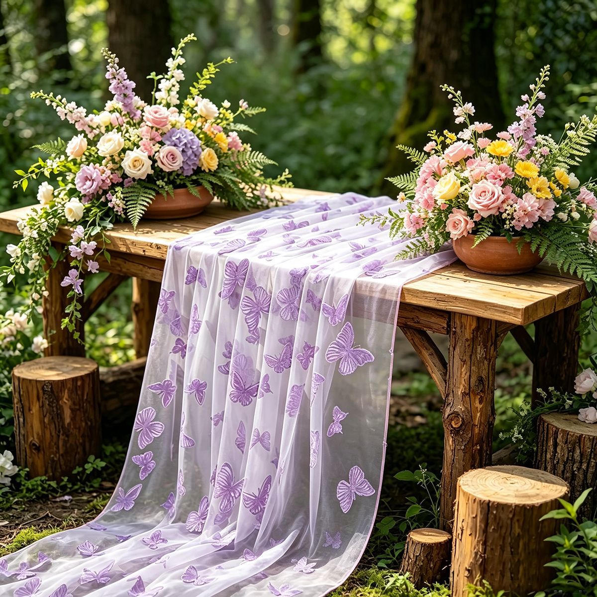 Nylon Tulle Flocked Butterfly  - Christmas Table Runner ulasan dan harga